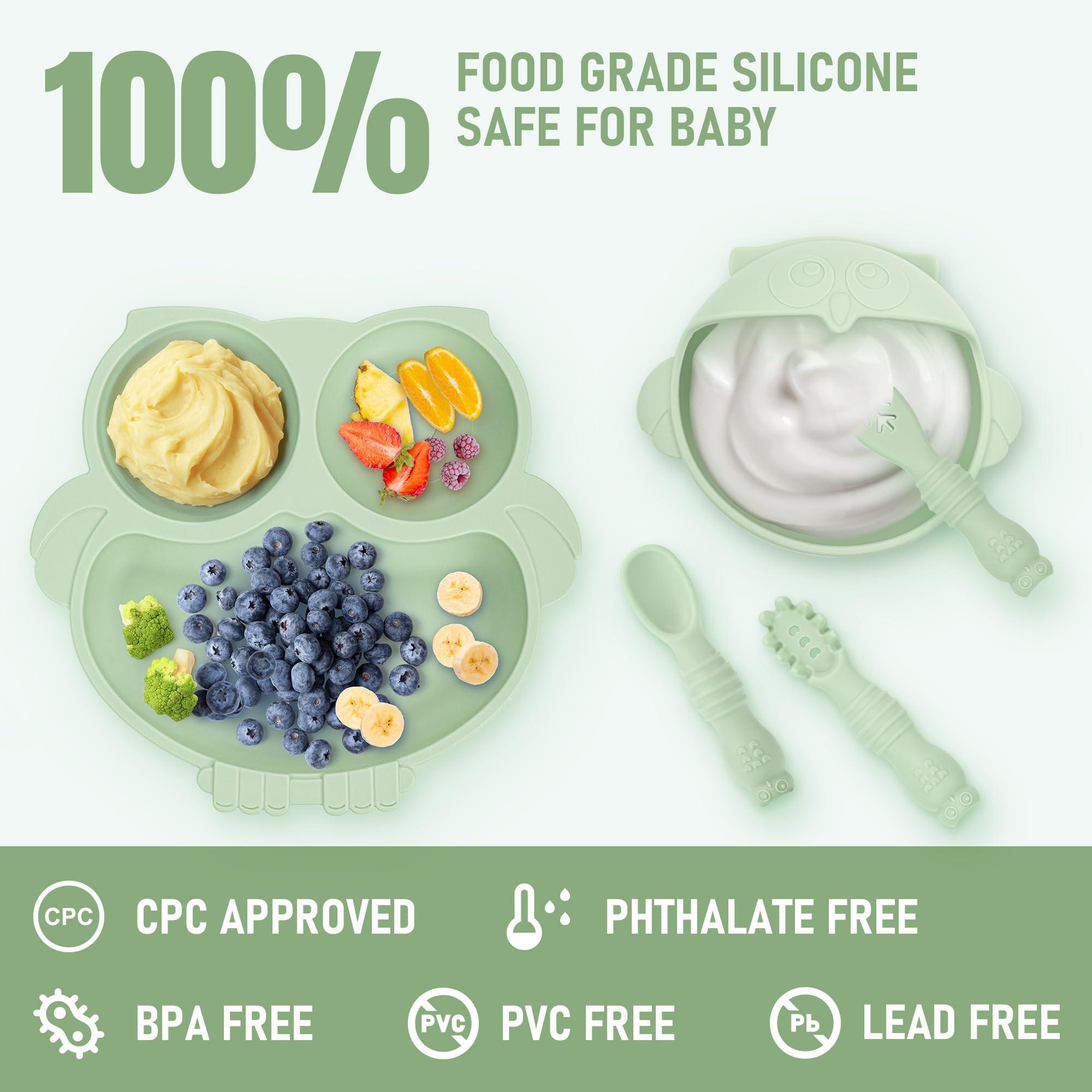 Bnditeu Bnditeu Baby Weaning Set, Silicone Baby Feeding Set(10 Pcs), Toddler Weaning Set with Adjustable Bib, Suction Bowl, Plate, Fork, Spoon, Water & Snack Cup Kit, Baby Led Weaning Kit for Babies and Kids