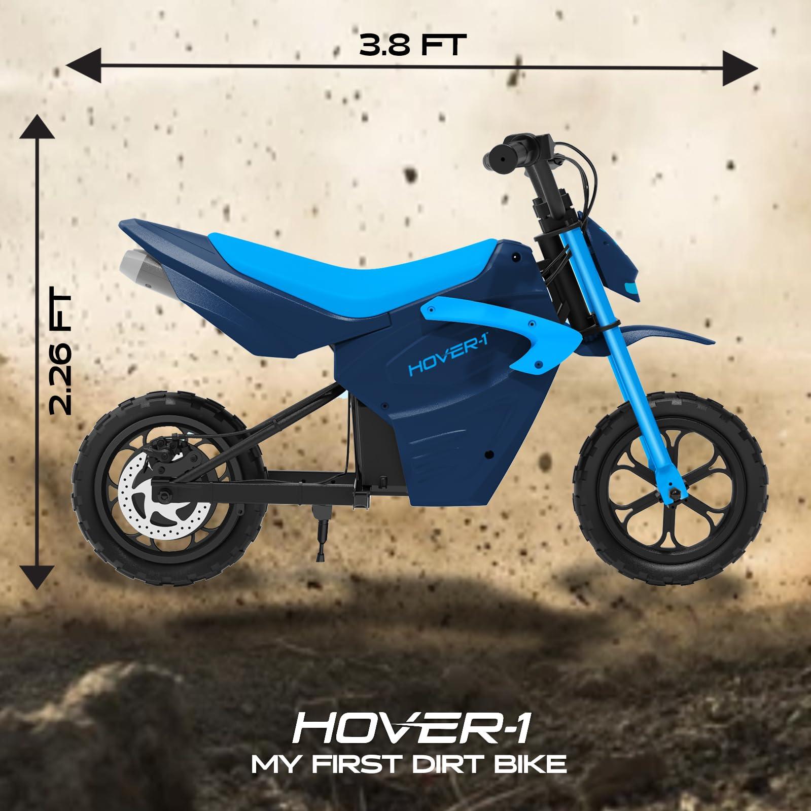 Hover-1 Hover-1 My First Dirt Bike for Kids - 300W Motor, 9MPH Max Speed, 9 Mile Range, 12 Off-Road Tires, 120LB Max Weight, Twist Grip Throttle & Rear Disc Brake Electric Dirt Bike for Kids Ages 5+ Years