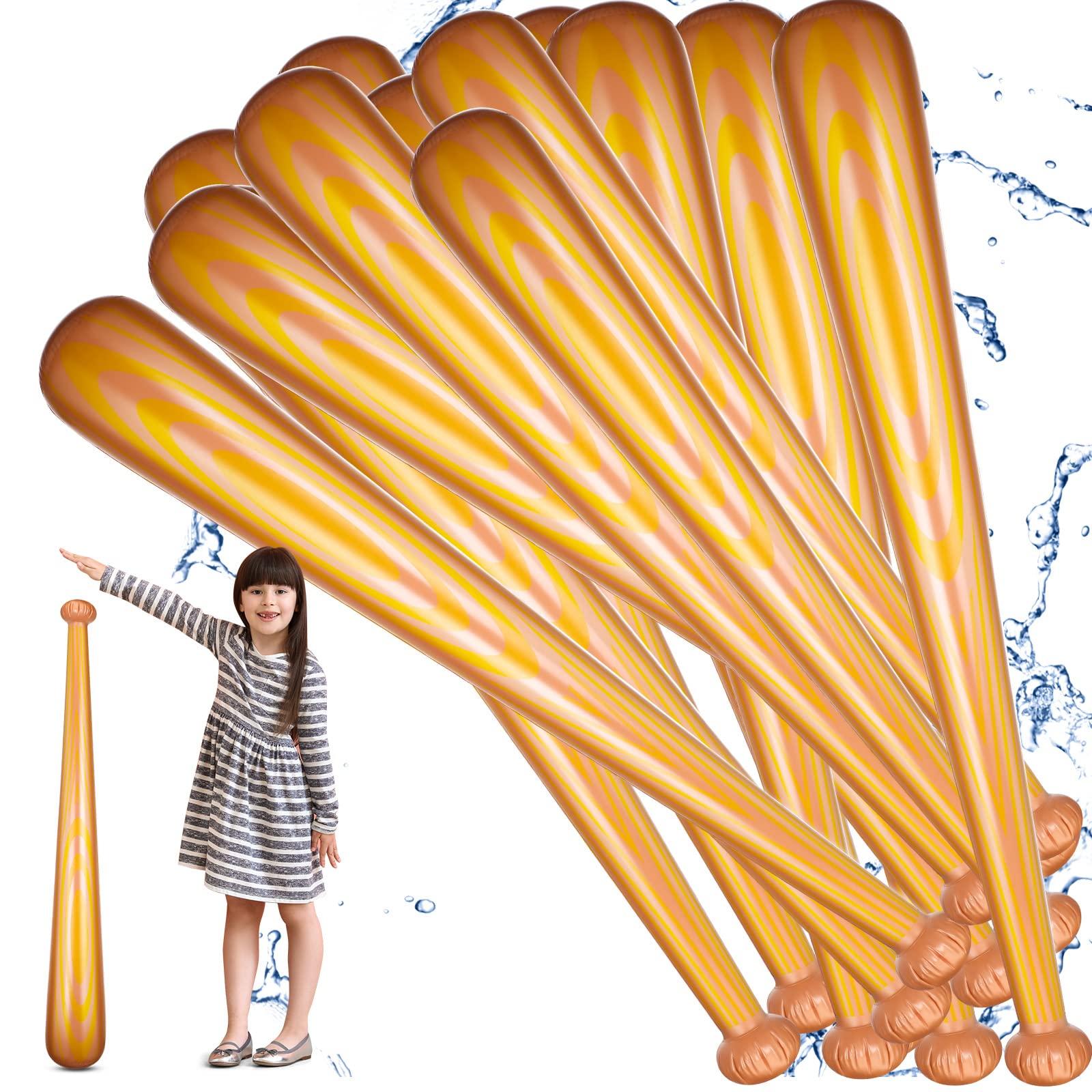 Leyndo 6 Pcs Giant Inflatable Baseball Bats Large 40 Inch Inflatable Toy Bat Baseball Party Favors, Sports Theme Toy, Birthday Party Decorations for Pool, Beach