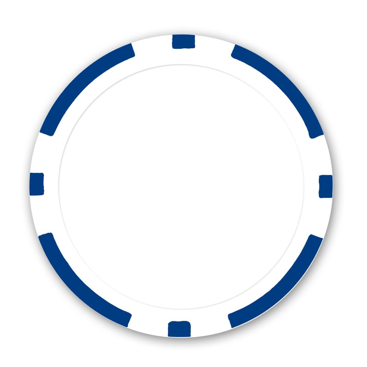 DA VINCI DA VINCI 100 11.5 Gram Blank 8 Stripe Poker Chips for Use with Custom Labels, Make Your Own Personalized Poker Set (Blue)