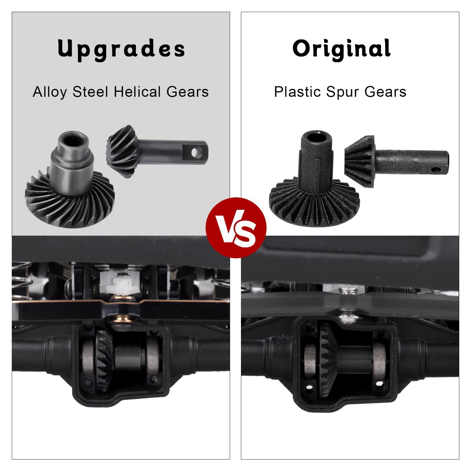 FriHobby FriHobby Steel 12T/24T Pinion Gear Differential Helical Gear Set Front Rear Axle Gears for TRX4M Bronco Defender K10 F-150 High Trail TRX4MT Upgrades 1/18 RC Crawler