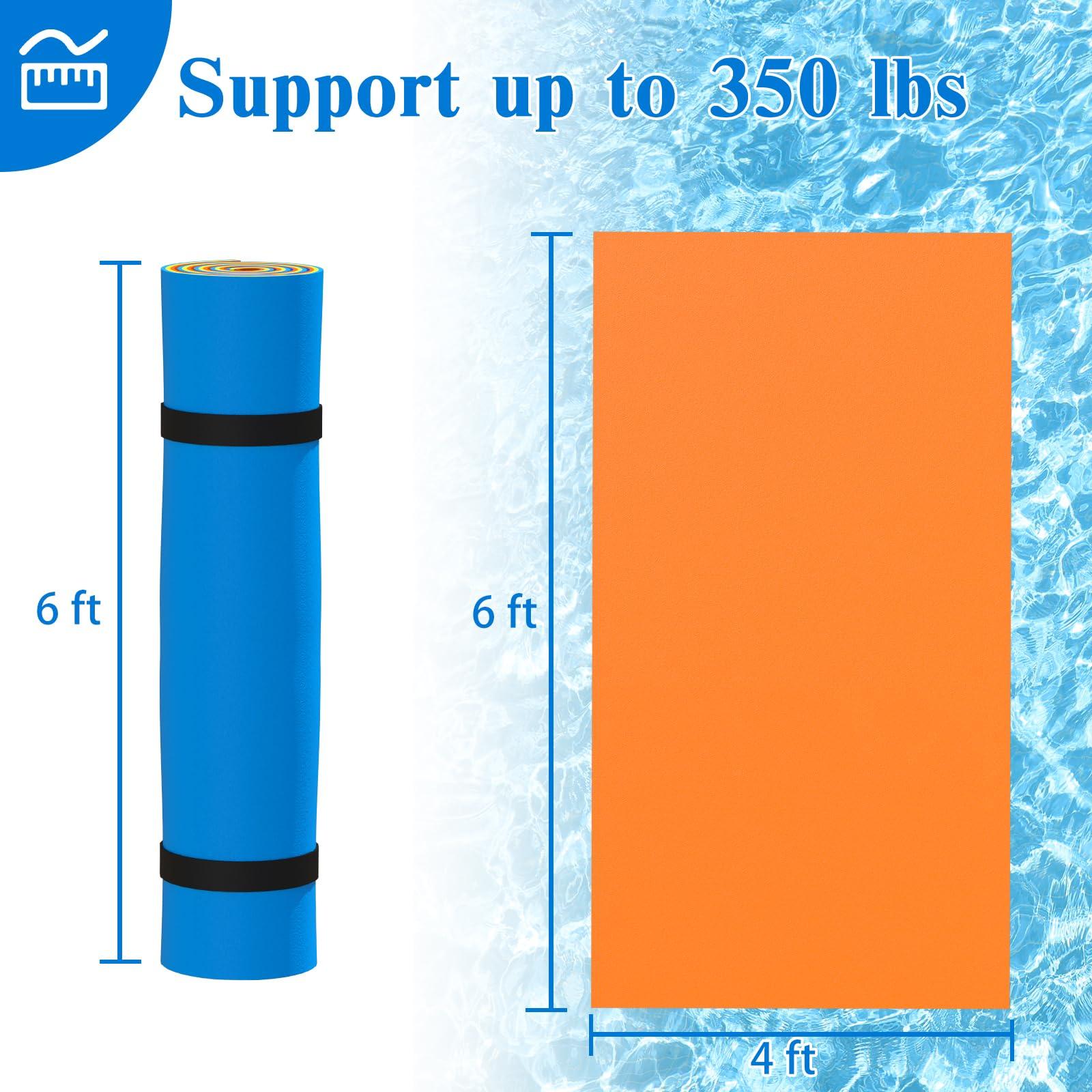 Winfire Winfire 6'/9'/12' Floating Water Mat, Foam Water Floating Pad, Tear-Resistant XPE Foam, Lily Pad for Water Recreation Pool, Beach, Ocean, Lake, Suitable for Multiple Users, Blue&Orange (6 * 4ft)