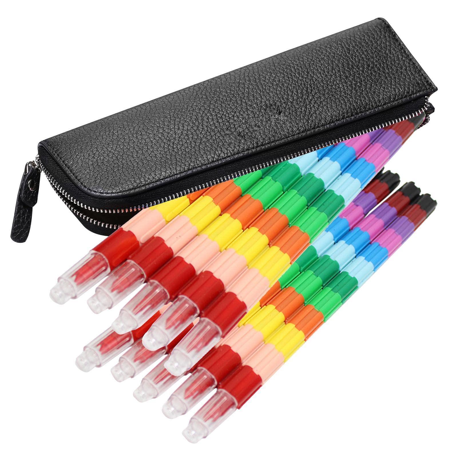 Refer to description Stackable Pencil Crayon Set | Rainbow Colored Pencils | Stackable Colored Pencils, 12-Color Pencil Supplies, Rainbow Art Supplies for Kids, Rainbow Coloring Pencils for Kids