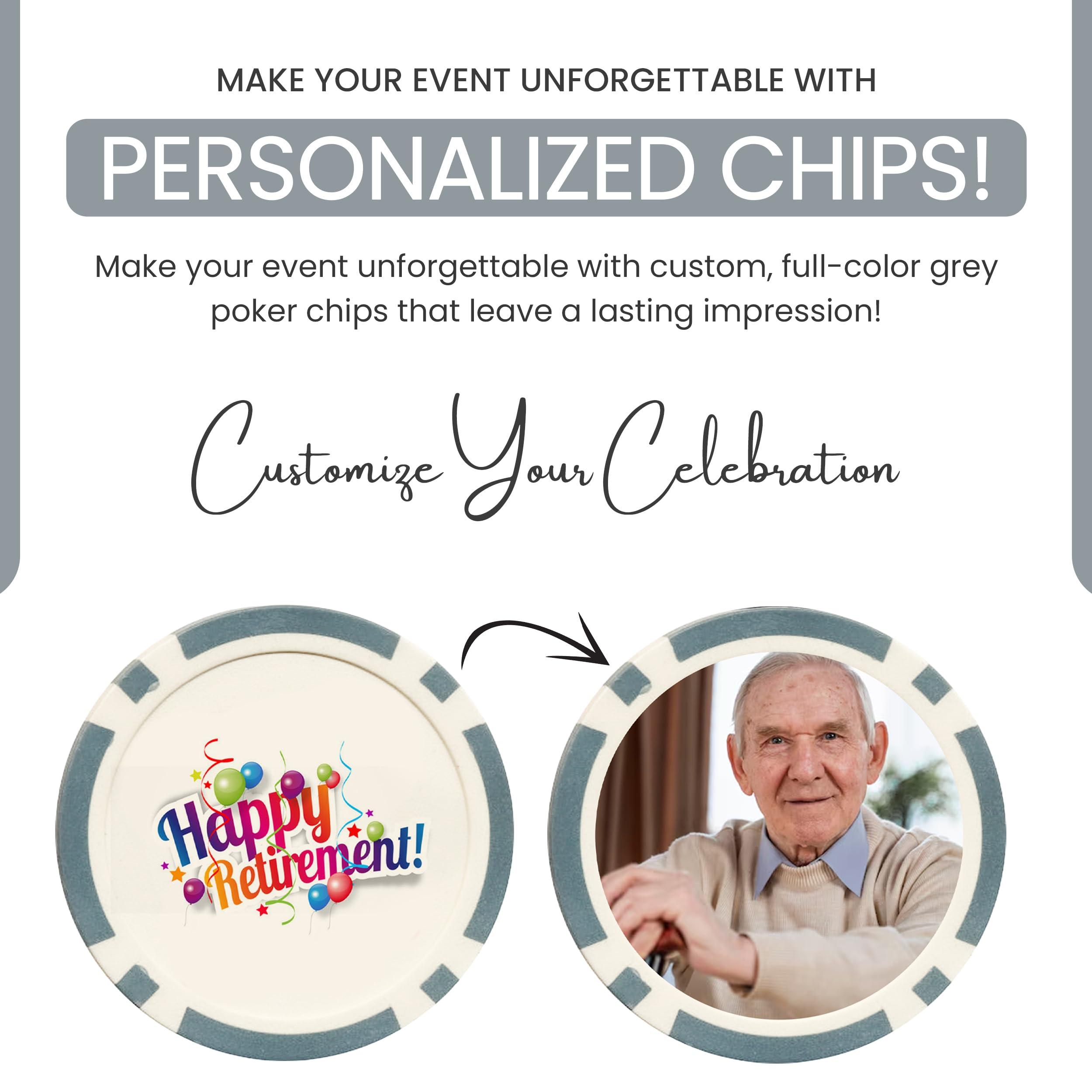 IT\'S A SKIN IT\'S A SKIN 25 Pieces Custom Poker Chips Set - 11.5g Clay Poker Chips for Cardboard Activities, Late Night Games, Texas Holdem, Monte Carlo, Casino Chips, Card Club - Composite Board Games - Grey