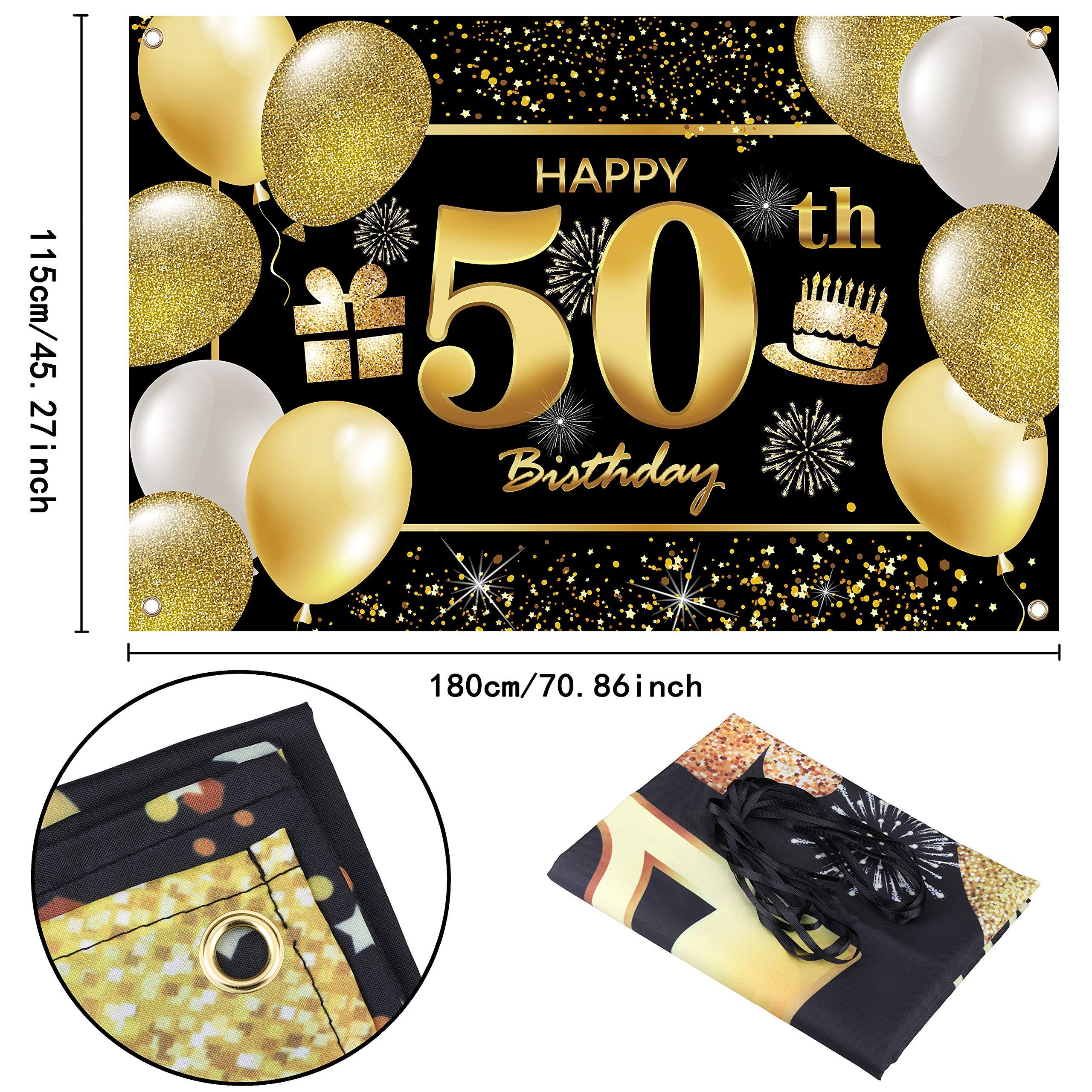 IMISI 50th Happy Birthday Banner Birthday Decorations for Men Birthday Party Decorations Birthday Backdrop