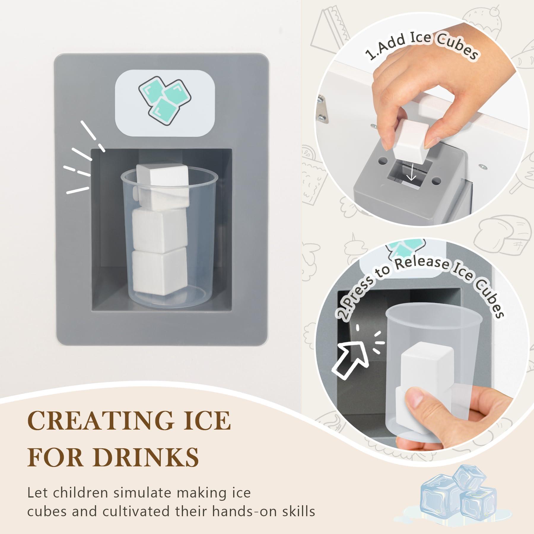 labebe labebe - Kitchen Wooden Fridge | Fridge Freezer for Toddlers, Kids\' Kitchen Playset Toy, Baby Cabinet Refrigerator Pretend Play Furniture White for Children Boy & Girl(15.8\" 13.827)