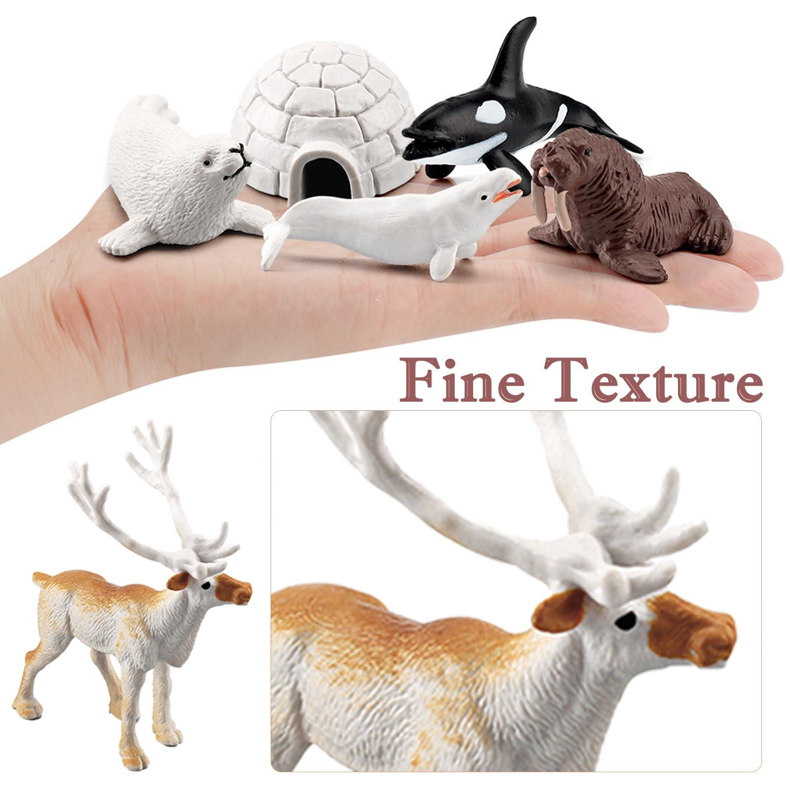 SCAHOW 10 PCS Arctic Animals Figures, Polar Animals Figurines for Diorama School Project, Arctic Tundra Animal Toys Set with Polar Bear Deer Arcitc Fox Wolf