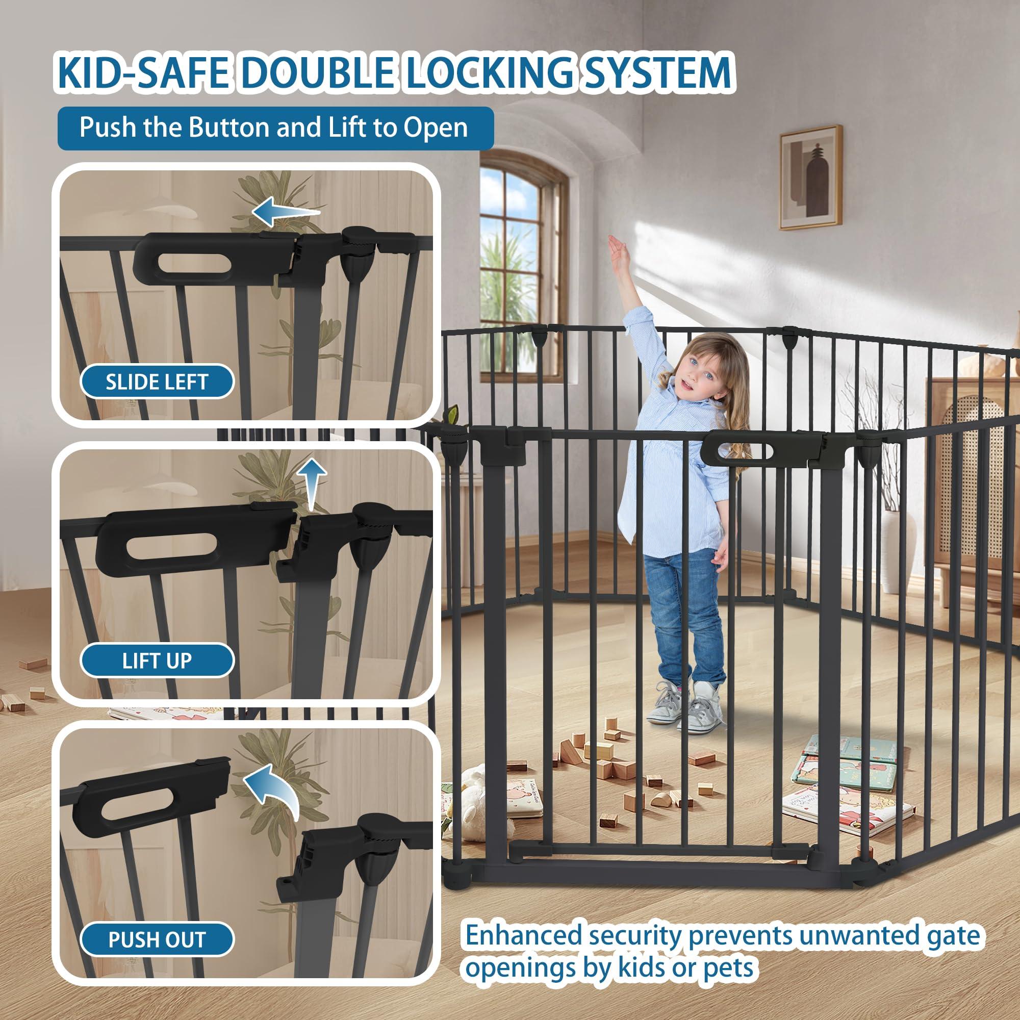 BalanceFrom BalanceFrom Easy Walk-Thru Safety Gate for Doorways and Stairways with Auto-Close/Hold-Open Features, 29-Inch Tall, 205-Inch Wide, Graphite