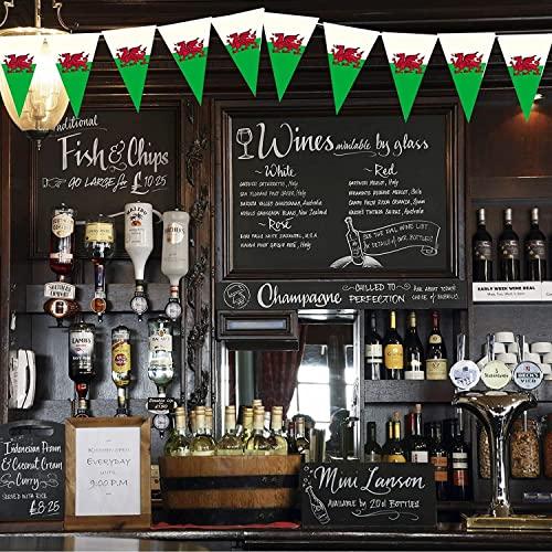 Shatchi 10m Welsh Triangle Bunting Banner Triangle Flags St Georges Day Euro Cricket Rugby Football World Cup Sports Events Street Party Decoration.