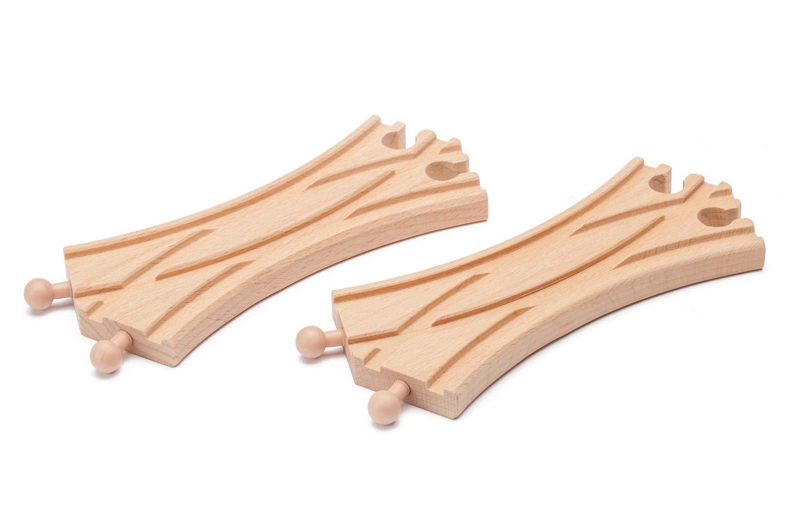 maxim enterprise, inc. maxim enterprise, inc. Curved Crossing Track for Wooden Toy Train, 2 Pcs Wood Train Track Set to Let Trains Switch to Other Side of Track, Compatible with Major Name Brand Wooden Train Sets