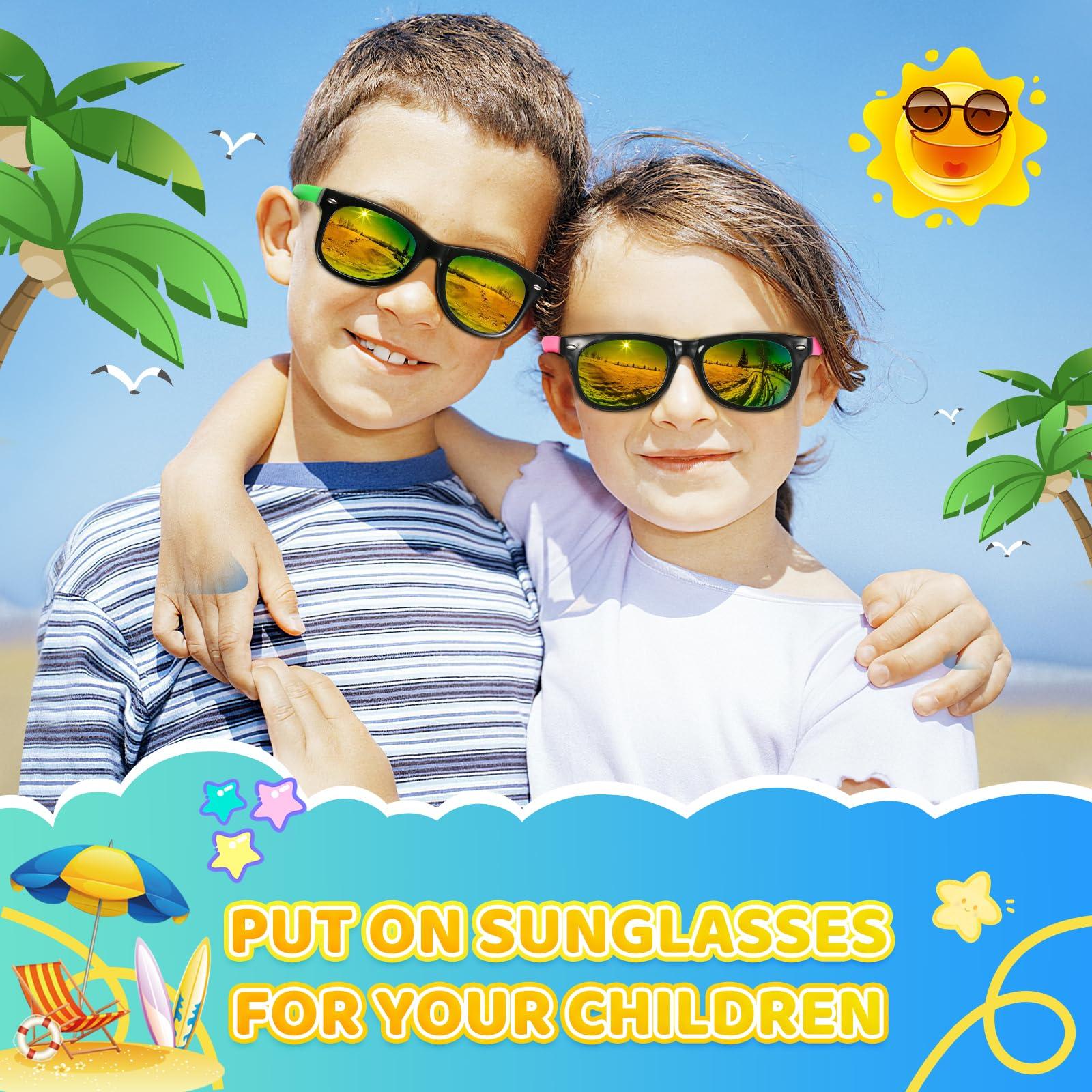 Hldgras Kids Sunglasses Bulk Party Favors for Kids 4-8-12 24 Pack 80s Style Neon Sunglasses with UV400 Protection Goodie Bag Stuffers Pool Party Favors Decorations end of Year Student Gifts for Boys and Girls
