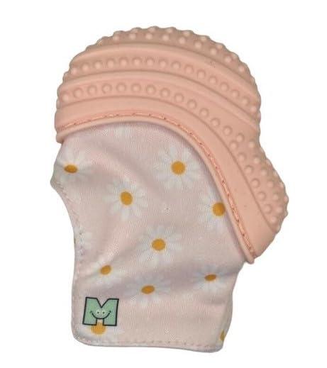 Malarkey Kids Malarkey Kids Baby Teething Mitten, Munch Mitt Baby Chew Toy - Protects Hands from Chewing & Saliva, Heals Aching Gums, Promotes Sound & Visual Stimulation for Babies Up to 1-Year-Old (Pink Daisies)