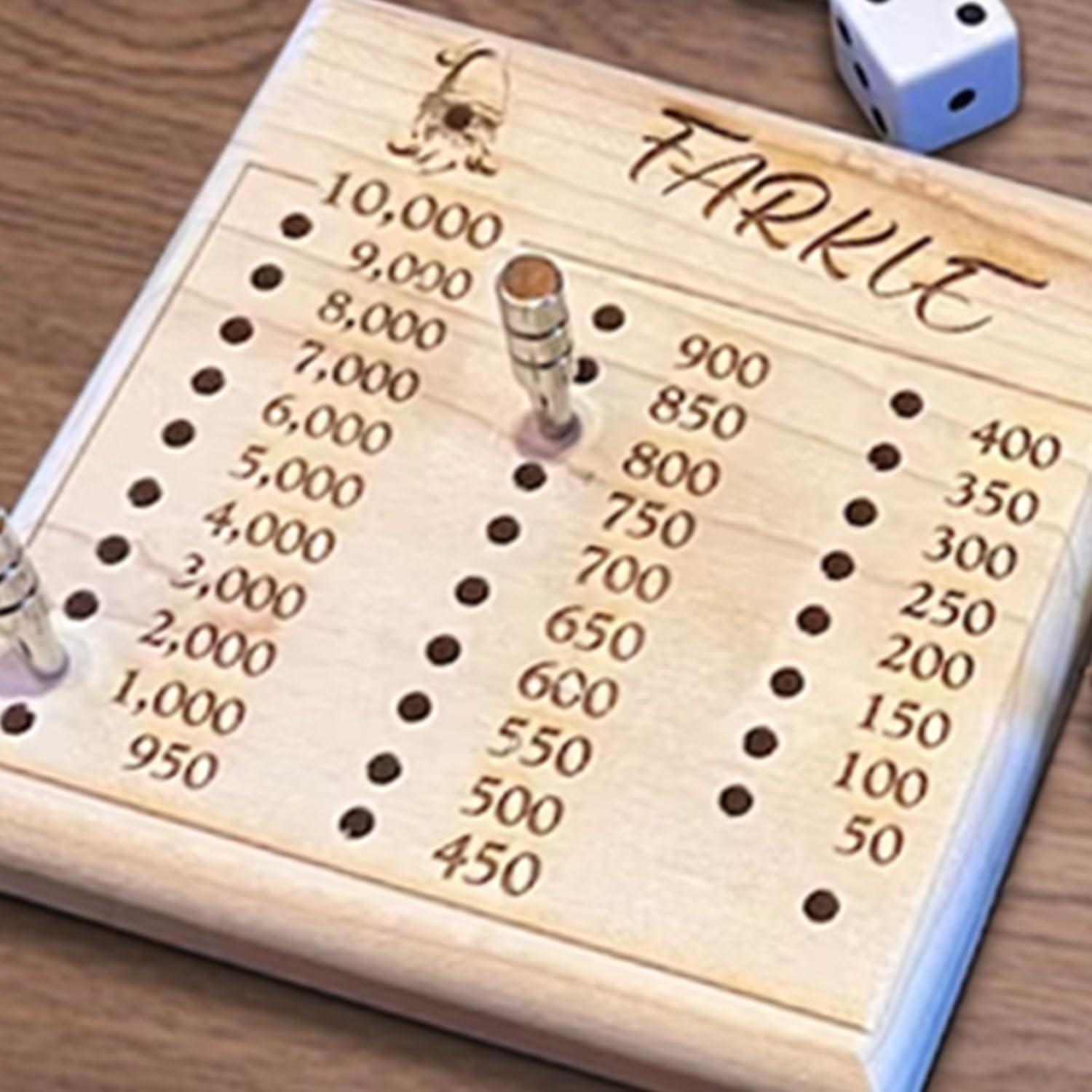 SYITNSTE SYITNSTE Farkle Classic Wooden Dice Rolling Tray with Scoring Pads Ideal for Board Game Portable Set for Family Gatherings and Travel Entertainment (Dice Tray+2pcs Score Board)