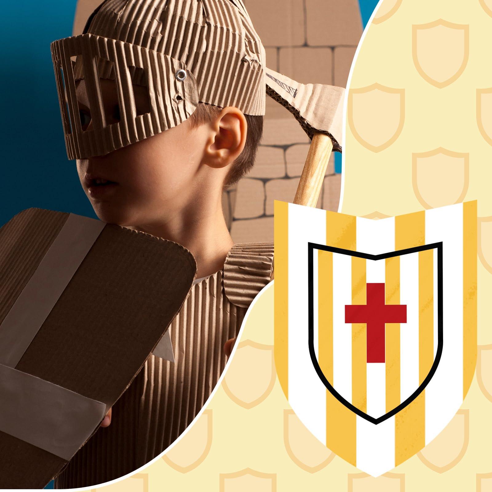 ReliThick ReliThick 72 Pcs Paper Shields for Kids DIY Shields Craft to Decorate Cardboard Shield Shapes Cutouts with Handles for Markers Crayons Paint Party Gift Dramatic Play Castle Activities