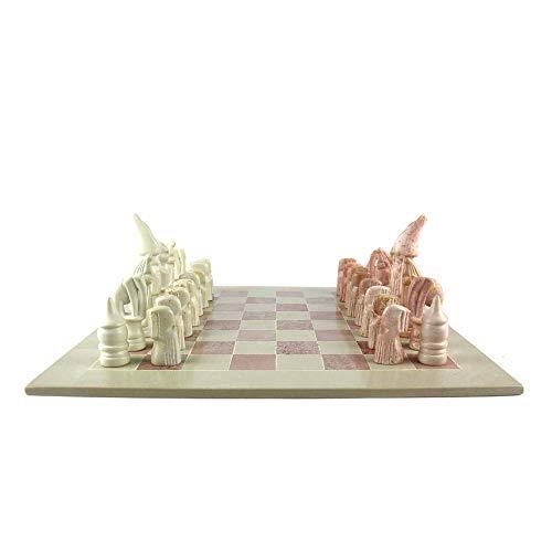 Global Crafts SMOLArt Hand Carved Soapstone Maasai Chess Set - 14" Board