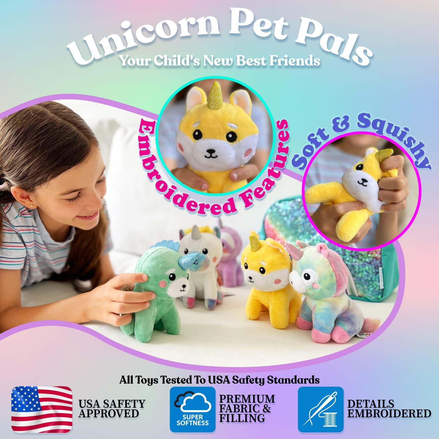 Pomkinz Unicorns Gifts for Girls Unicorn Stuffed Animals for Girls- Unicorn Toys for Girls Age 3 4 5 6 7 8 Year Old Little Girl Toys Plushies Stuffed Animal Plush Squishies Rainbow Toy Purse Little Girl Gifts