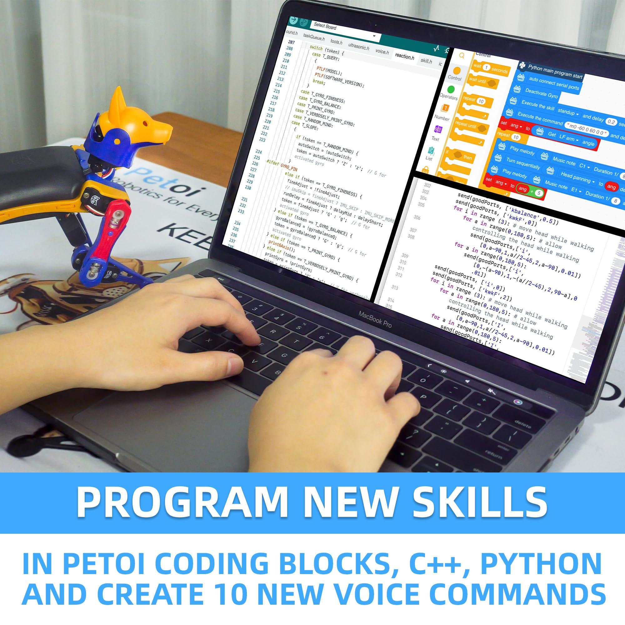 Petoi Petoi Robot Dog Bittle X (Pre-Assembled) with Sensor Pack for Robotics | Robotics Kit | Coding Smart Robot Kit, Voice Control Smart IoT Robot | Programmable Quadruped Robot, Open Source Legged Robot