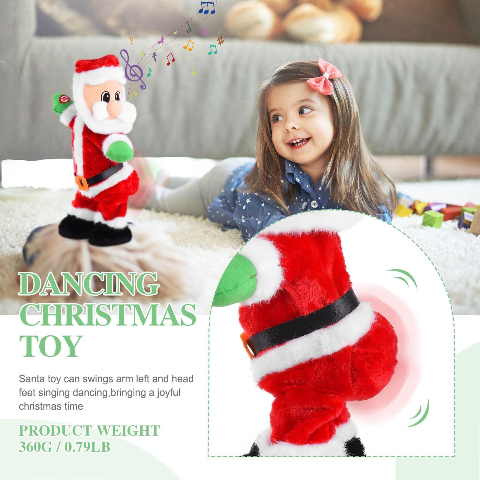 Gfilay Gfilay Twerking Santa Claus - Dancing Electric Christmas Stuffed Plush Doll Singing English Song Xmas Santa Toys for Kids