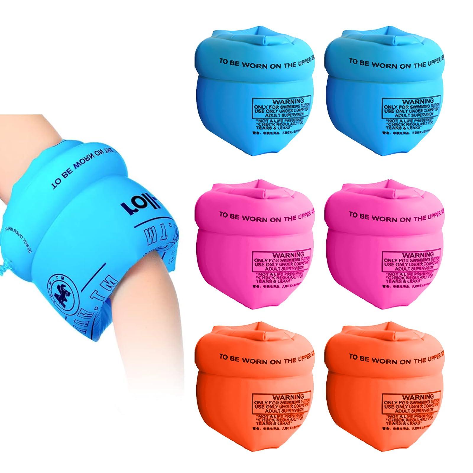 dfjdskl Arm Floaties for Kids 6-12 Yrs, Toddler Floaties Pool Swim Floats Inflatable Swim Arm Bands Floater Sleeves, PVC Thickened Arm Rings for Adults (6 Pack)