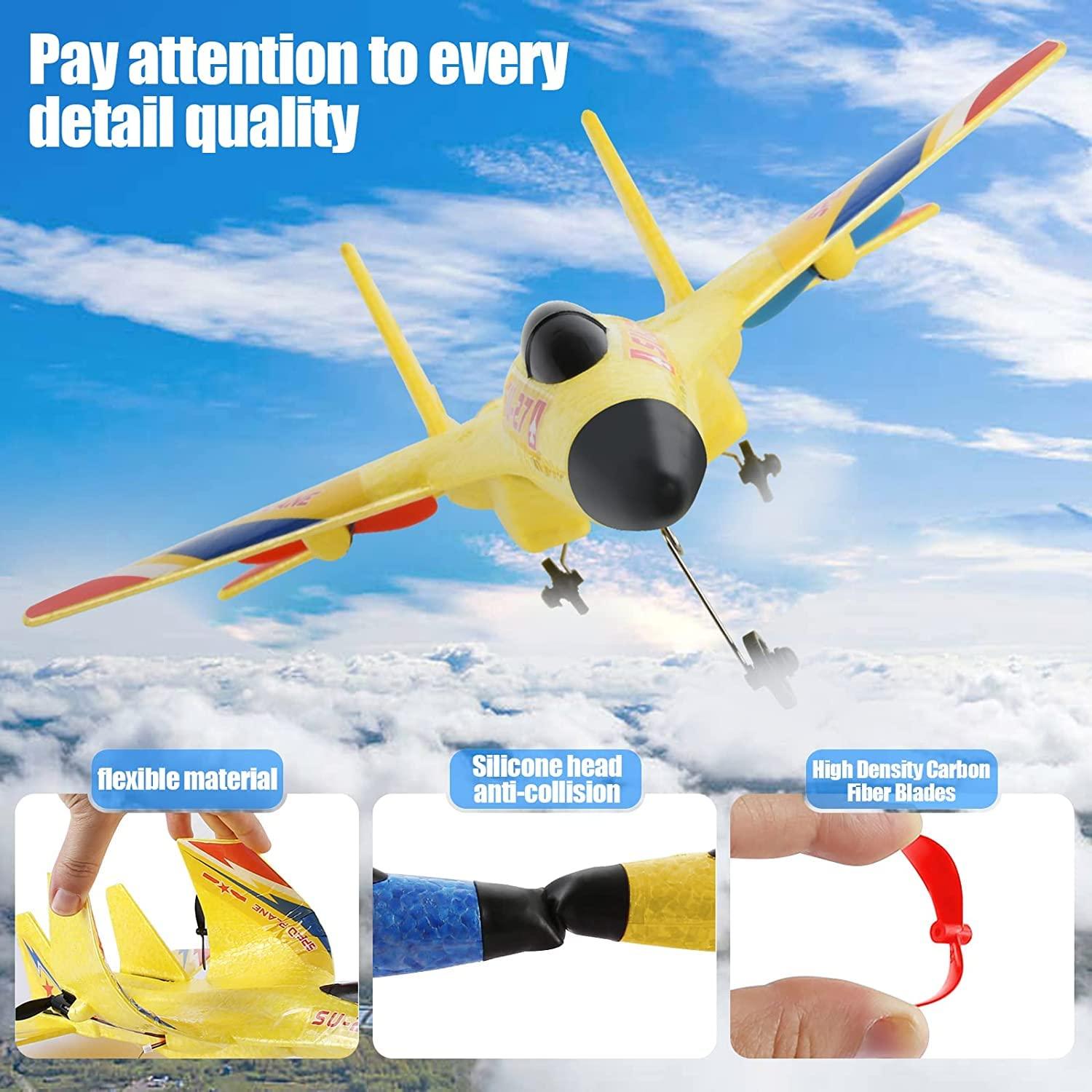 RoofWorld RoofWorld SU-27 RC Plane Remote Control Airplane Blue and Yellow RC Jets Aircraft for Beginners Adults