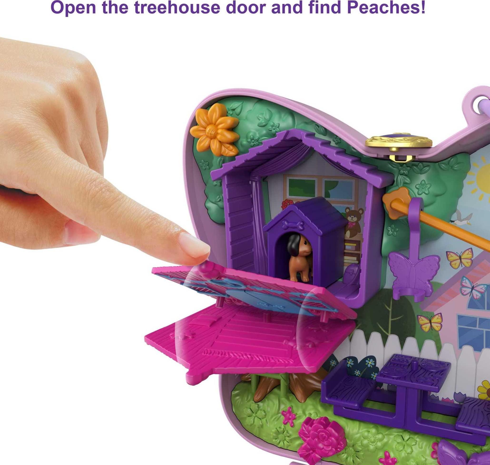 Polly Pocket Polly Pocket Compact Playset, Backyard Butterfly with 2 Micro Dolls & Accessories, Travel Toys with Surprise Reveals