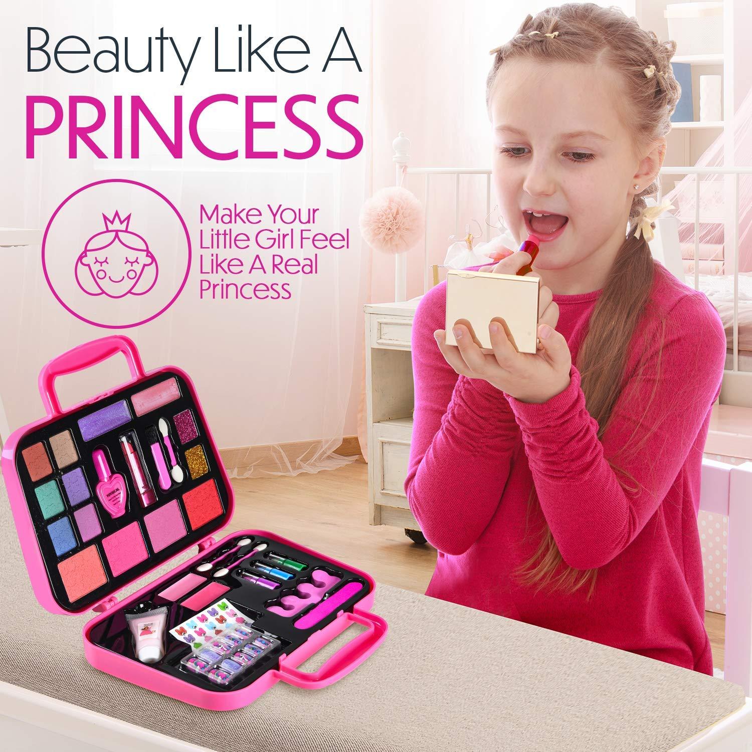 Toysical Toysical Kids Makeup Kit for Girl - Real, Non Toxic Makeup for Kids kit with Remover, Washable Toddler Makeup Kit - Princess Birthday Gift Pretend Play Makeup for Ages 3 4 5 6 7 8 9 10 Years Old