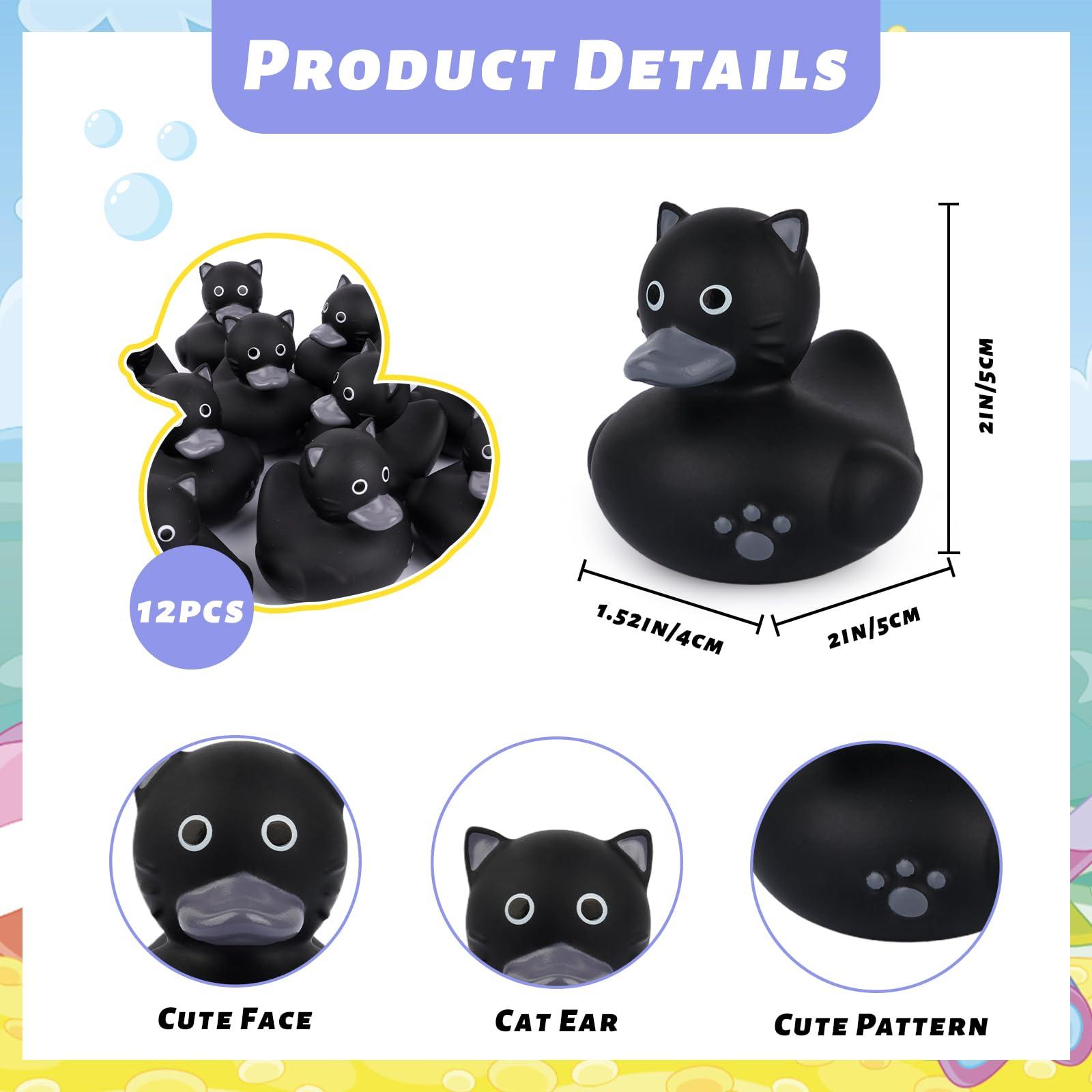 LMTGLDT 12pcs Rubber Ducks in Bulk, Ducks for Jeeps,Black Cat Rubber Ducks Jeep Ducking, Baby Bath Toys for Rubber Duckies ,Birthday Gifts Pool Holiday Ducks Party Favors