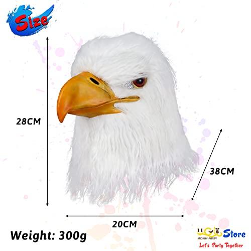 MOKRY PARTY MOKRY PARTY White Eagle Head Mask Animal Bird Mask Eagle Claw Hairy Latex Mask Halloween Carnival Costume Mask