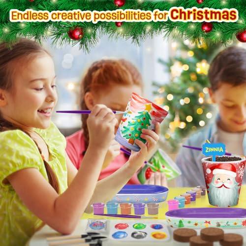 Tekoly 4 Set Paint & Plant Flower Gardening Kit - Gifts for Girls Ages 8-12, Arts and Crafts for Kids Ages 8-12, Kids Gardening Set, Birthday Toys Christmas Gifts for Girls Boys Ages 4 5 6 7 8 9 10 11 12