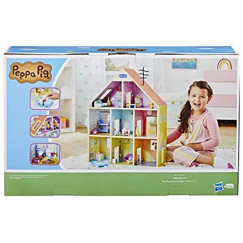 Peppa Pig Peppa Pig Wooden Deluxe Playhouse, 8 Rooms, Includes 2 Fun Figures and 29 Accessories, Made of Responsibly Sourced Wood, for Ages 3 and Up (Amazon Exclusive)
