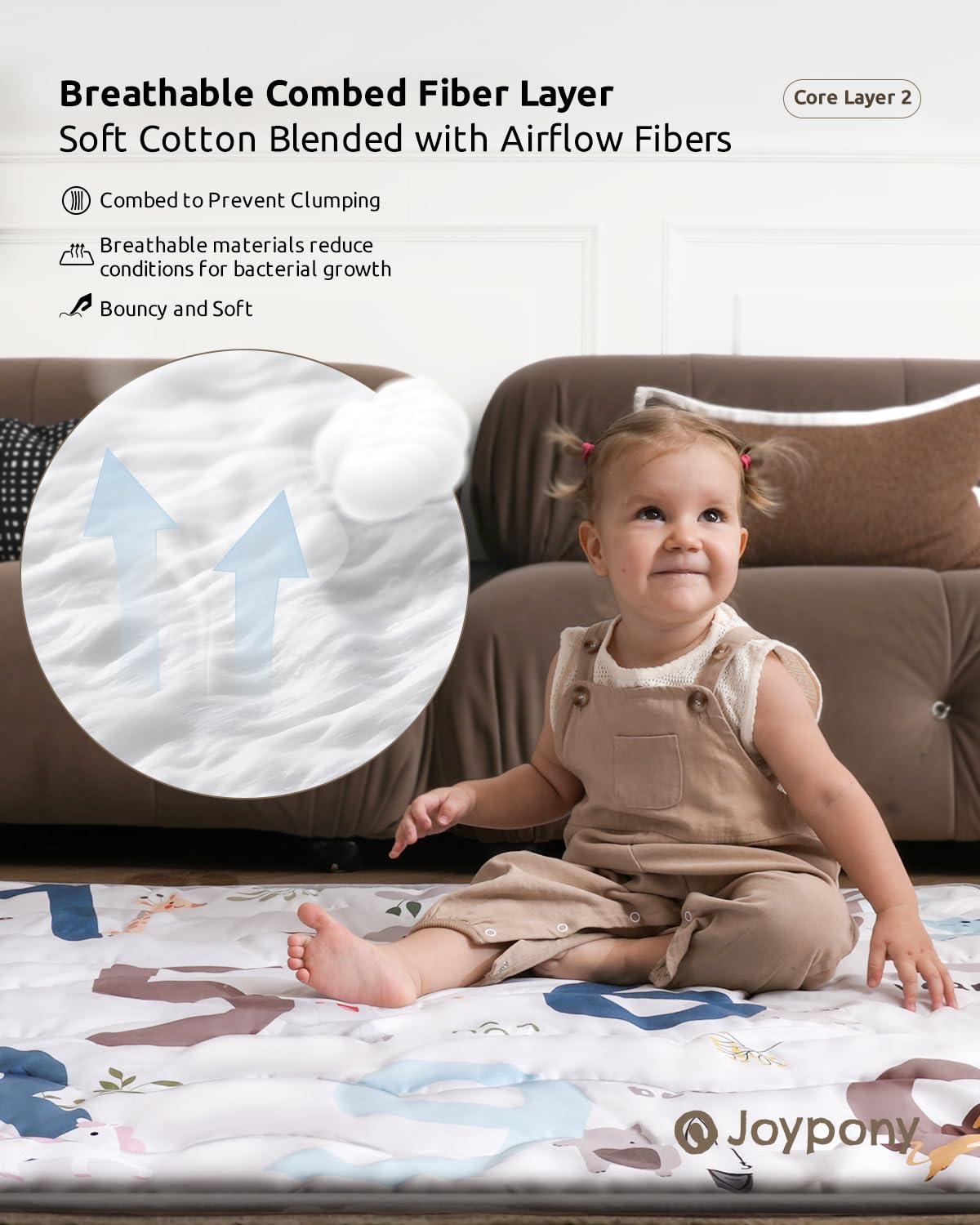 Joypony Baby Play Mat for Floor, 50x50 Bounce Shield Baby Play Mat for Playpen, Thick Padded Foam Mat for Babies, Toddlers & Infants, Foldable & Machine Washable Crawling Mat