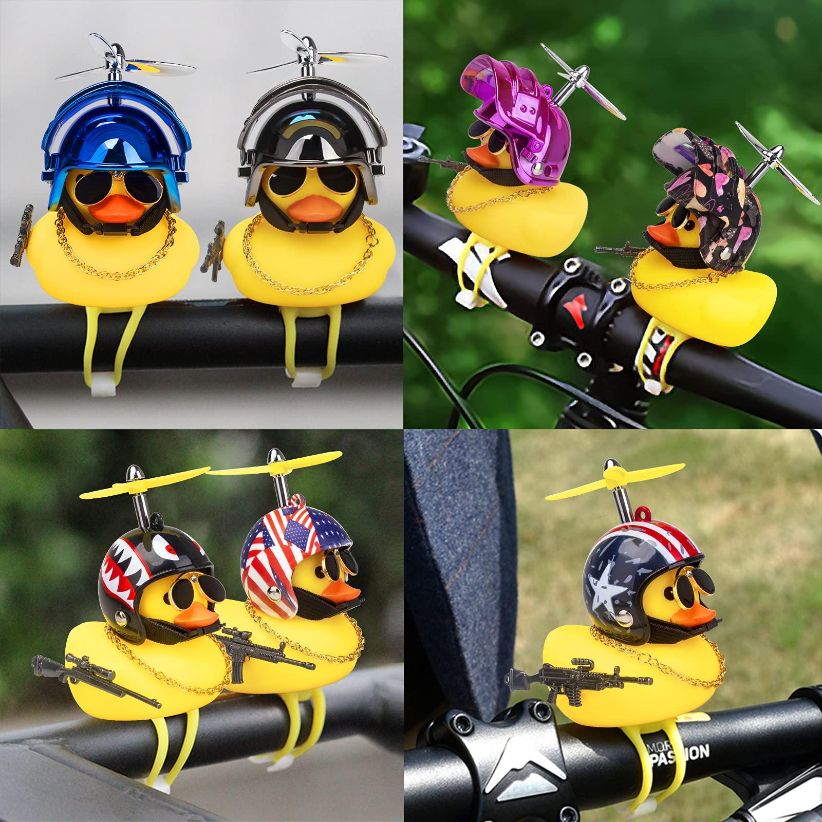wonuu wonuu Rubber Duck Car Ornaments, Squeeze Duck Dashboard Decorations Bicycle Decor for Cycling Motorcycle & Bicycle Accessories Decorations (Brilliant Black-L&G)