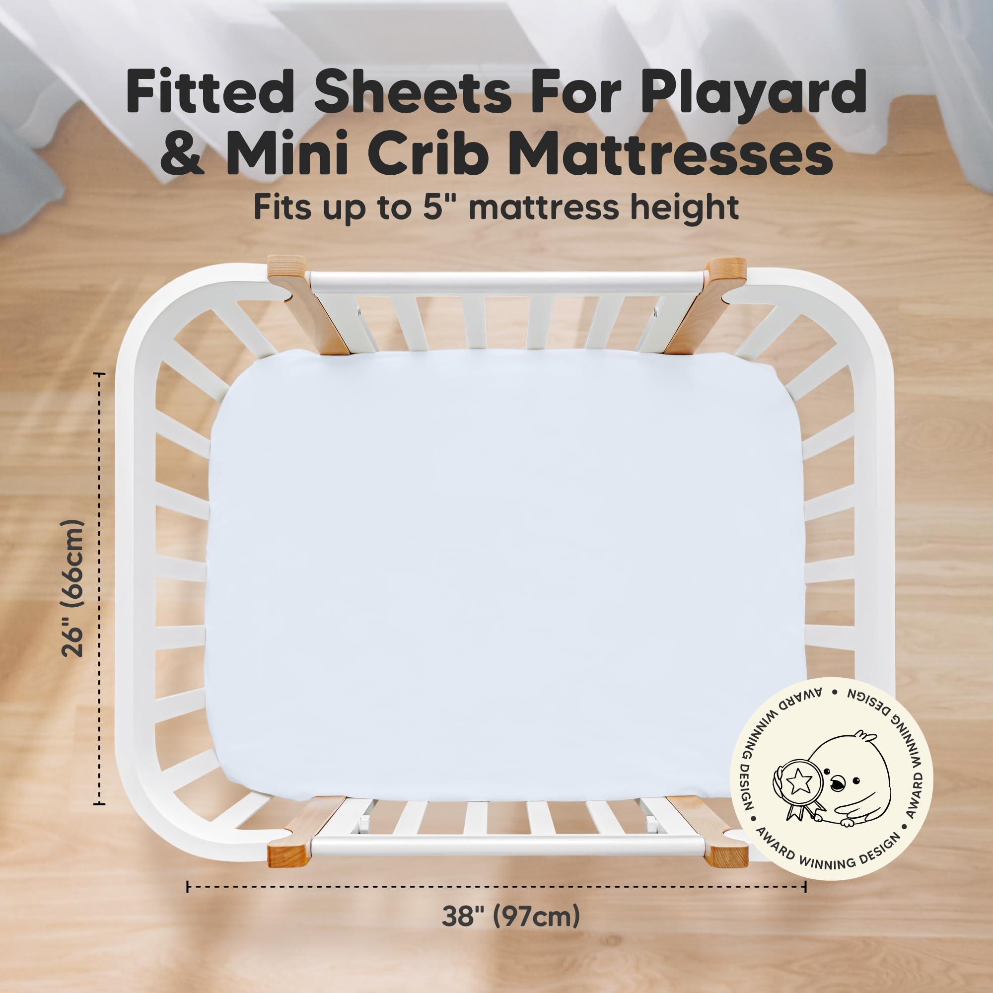 KeaBabies Pack and Play Sheets Fitted, 2-Pack Mini Crib Sheets - Pack N Play Sheets, Fitted Crib Sheet for Pack and Play Mattress, Playard Baby Crib Sheets, Crib Sheets Neutral for Boys, Girls (Blue Flax)