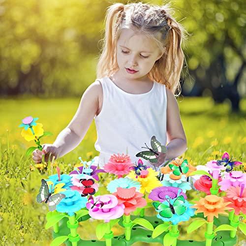 VLUSSO Gifts Toys for 3, 4, 5, 6 Year Old Girls - DIY Flower Garden Building Kits Educational Outdoor Activity for Preschool Toddlers Playset STEM Toy Crafts Birthday Easter Gifts for Girls Kids