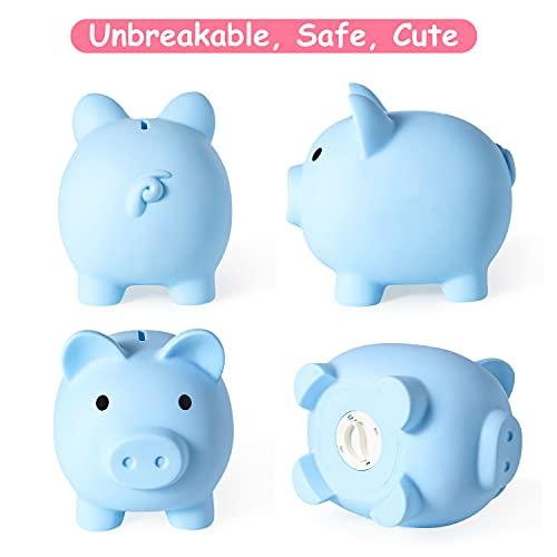 PJDRLLC PJDRLLC Large Piggy Bank, Unbreakable Plastic Money Bank, Coin Bank for Girls and Boys, Large Size Piggy Banks, Practical Gifts for Birthday, Easter, Christmas (Blue)