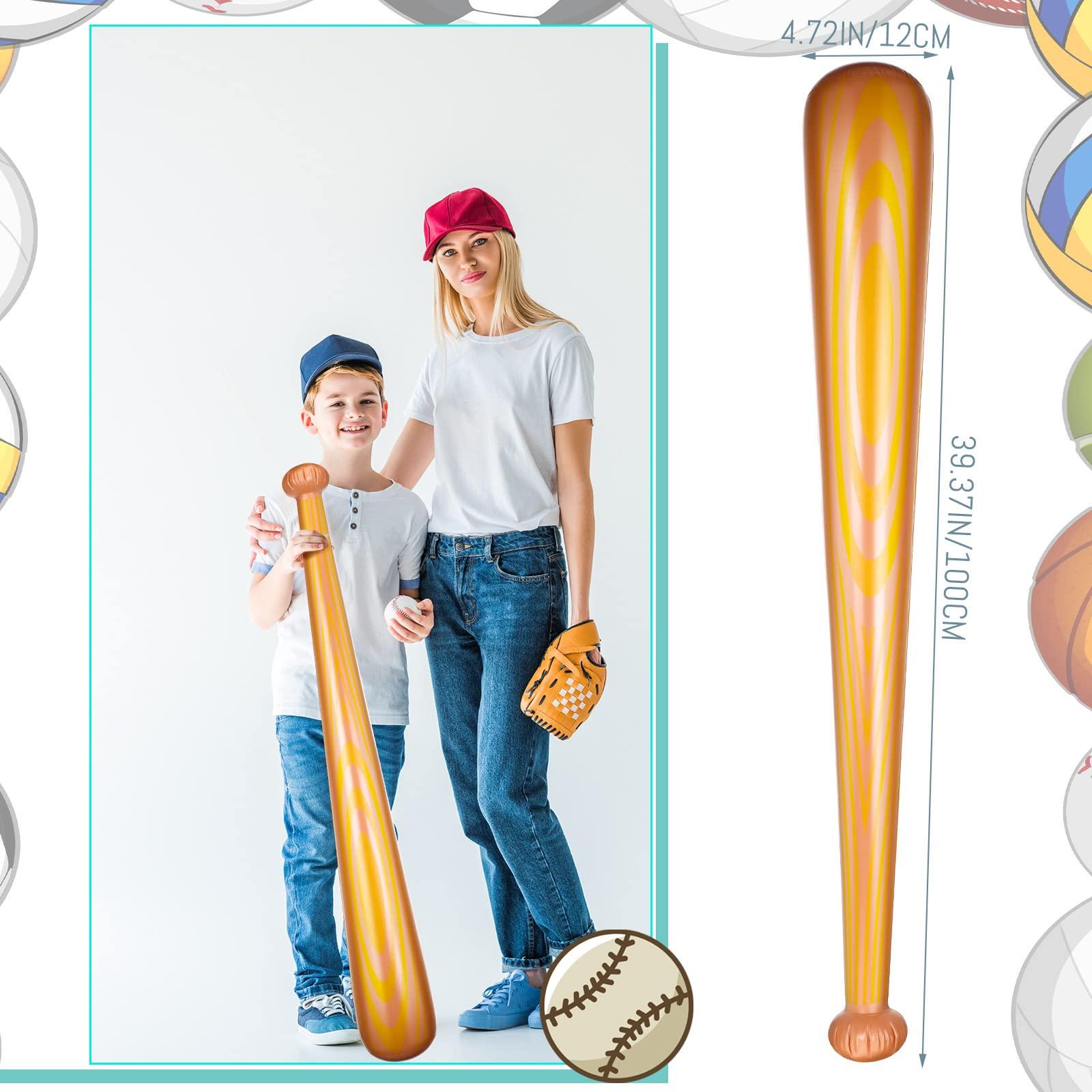 Leyndo 6 Pcs Giant Inflatable Baseball Bats Large 40 Inch Inflatable Toy Bat Baseball Party Favors, Sports Theme Toy, Birthday Party Decorations for Pool, Beach