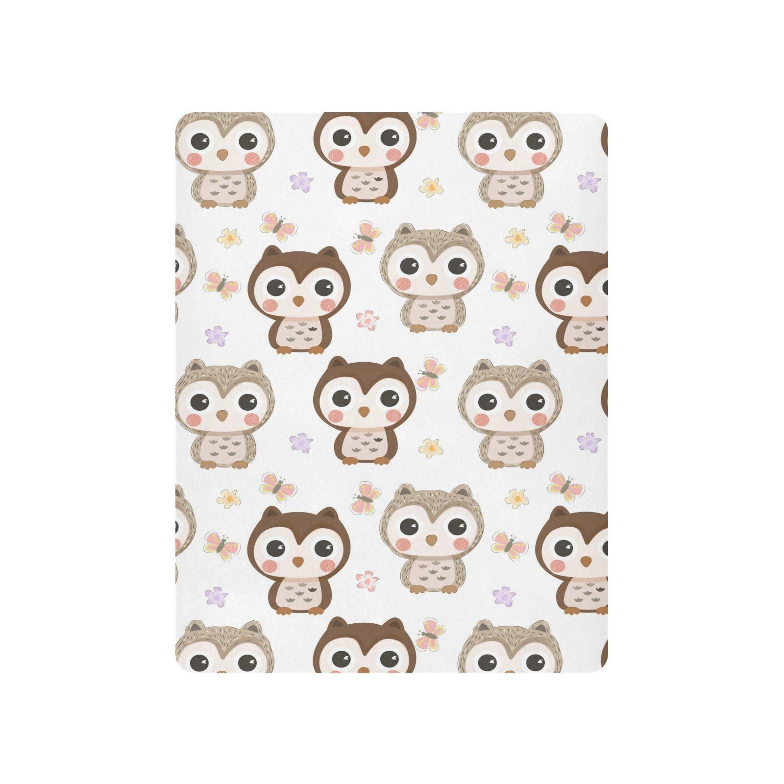 Vdsrup Crib Sheets for Boys Girl Owl Breathable Mini Crib Mattress Sheets Fitted, Butterfly Toddler Fitted Playard Sheet Fits Most Standard Baby mattresses 52 * 28 * 9In
