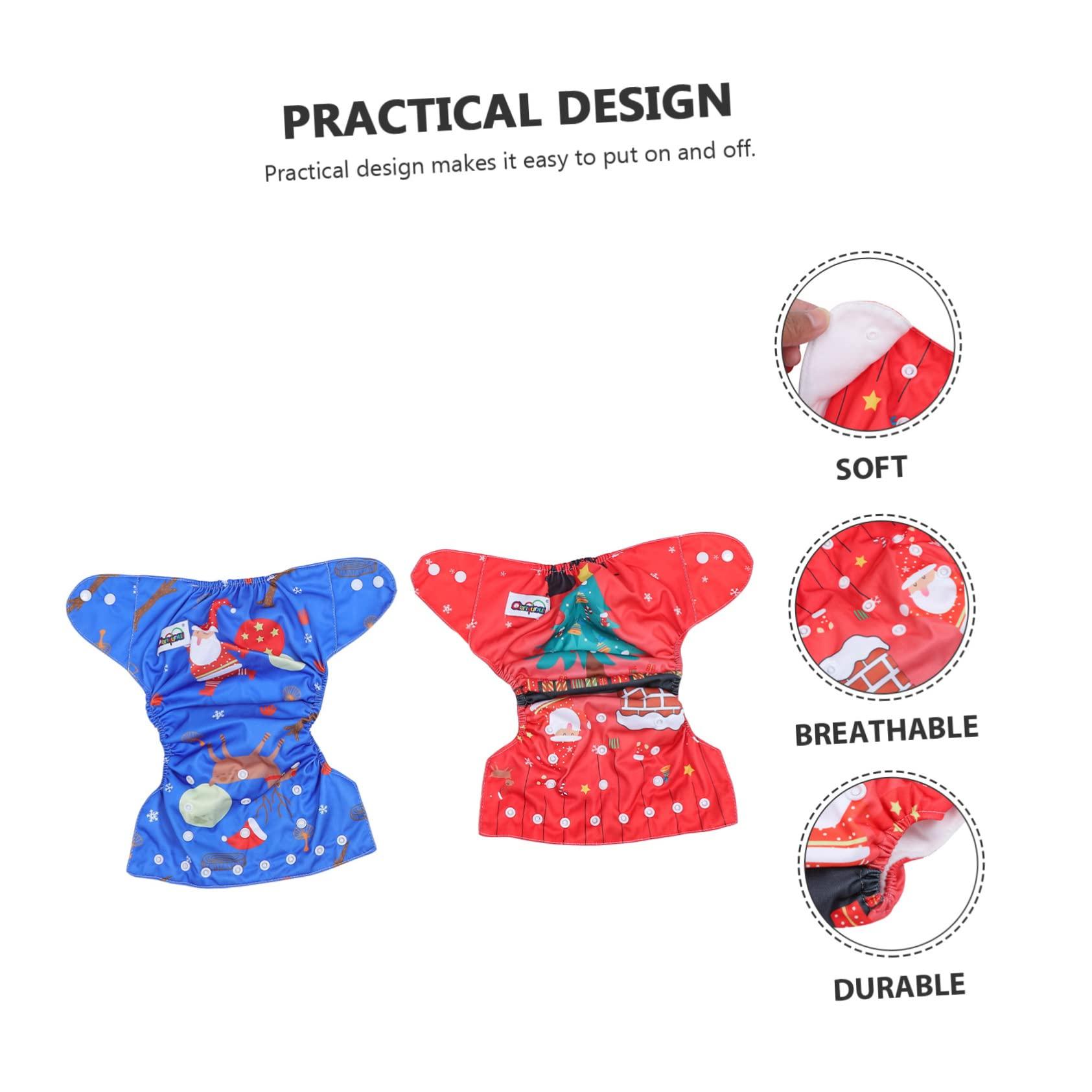 Hemoton HEMOTON Christmas Diaper Pants Set 2pcs Waterproof Baby Nappy Pants Easy Press Button for Baby's Night Comfort