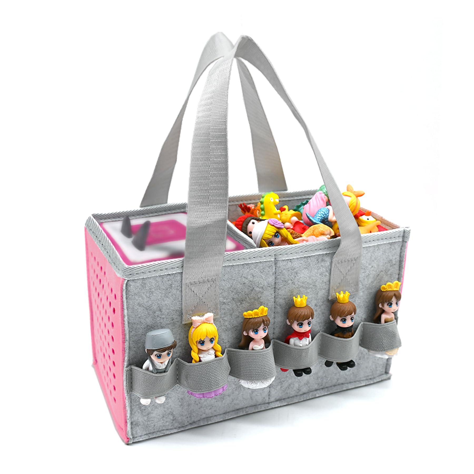AZTOPA AZTOPA Travel Carrying Case Compatible with Toniebox Audio Player Starter Set,Educational Musical Toy Storage Bag Folding Hand Bag for Tonies Figurines (Pink)