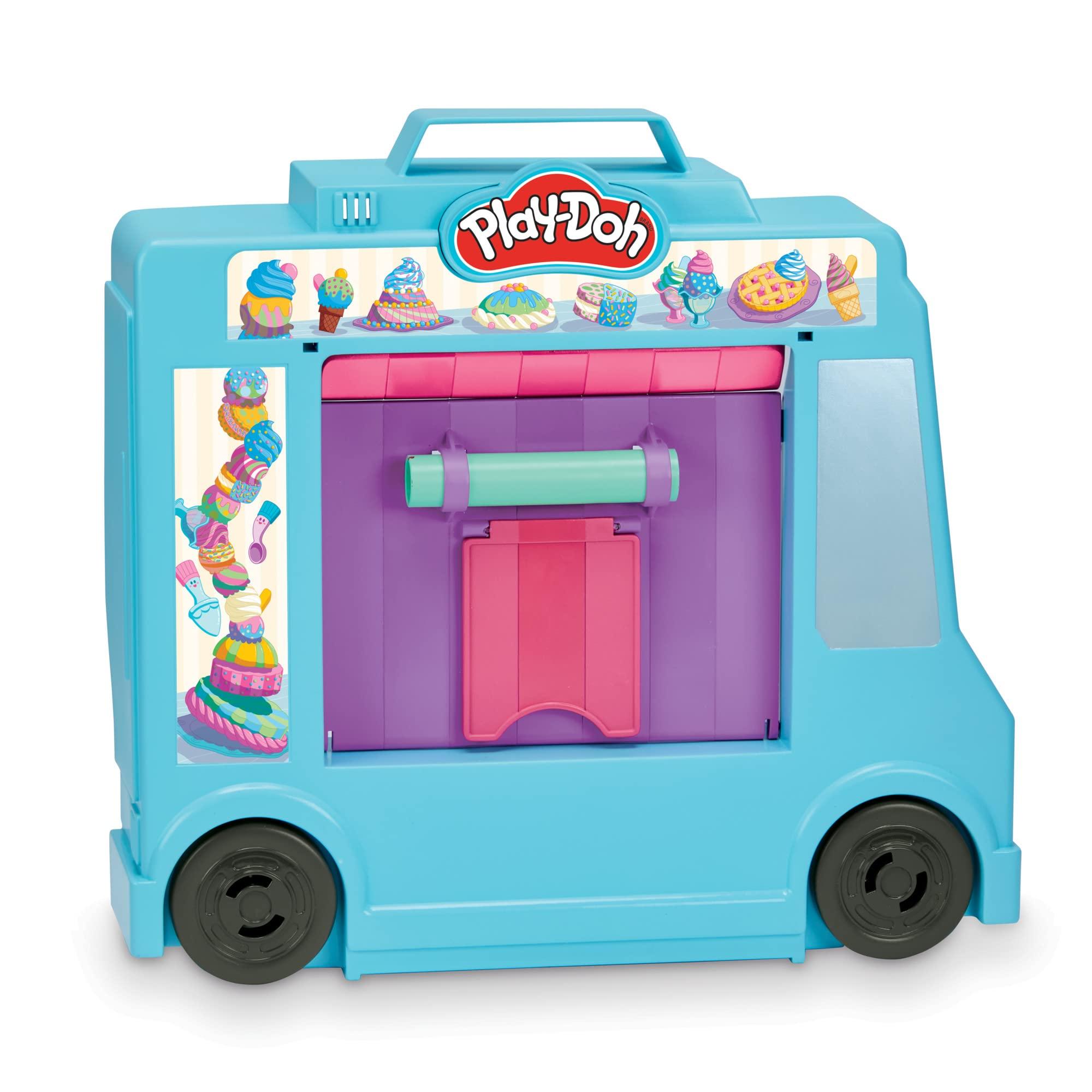 Play-Doh Play-Doh Kitchen Creations Ice Cream Truck Toy Playset for Kids, 20 Play Kitchen Accessories, 5 Colors, Preschool Toys for 3 Year Old Girls and Boys and Up