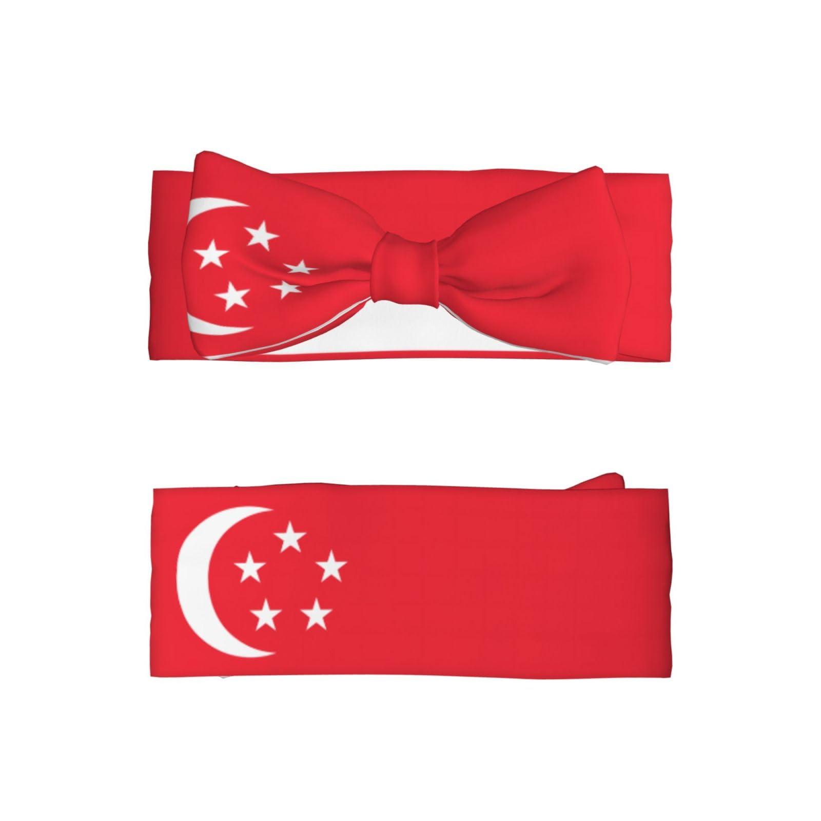 WZYCWB WZYCWB Singapore Flag Bow Hair Accessories, Children's Elastic Bow Headband 0-6 Months, Newborn, Baby, Toddler Hair Accessories