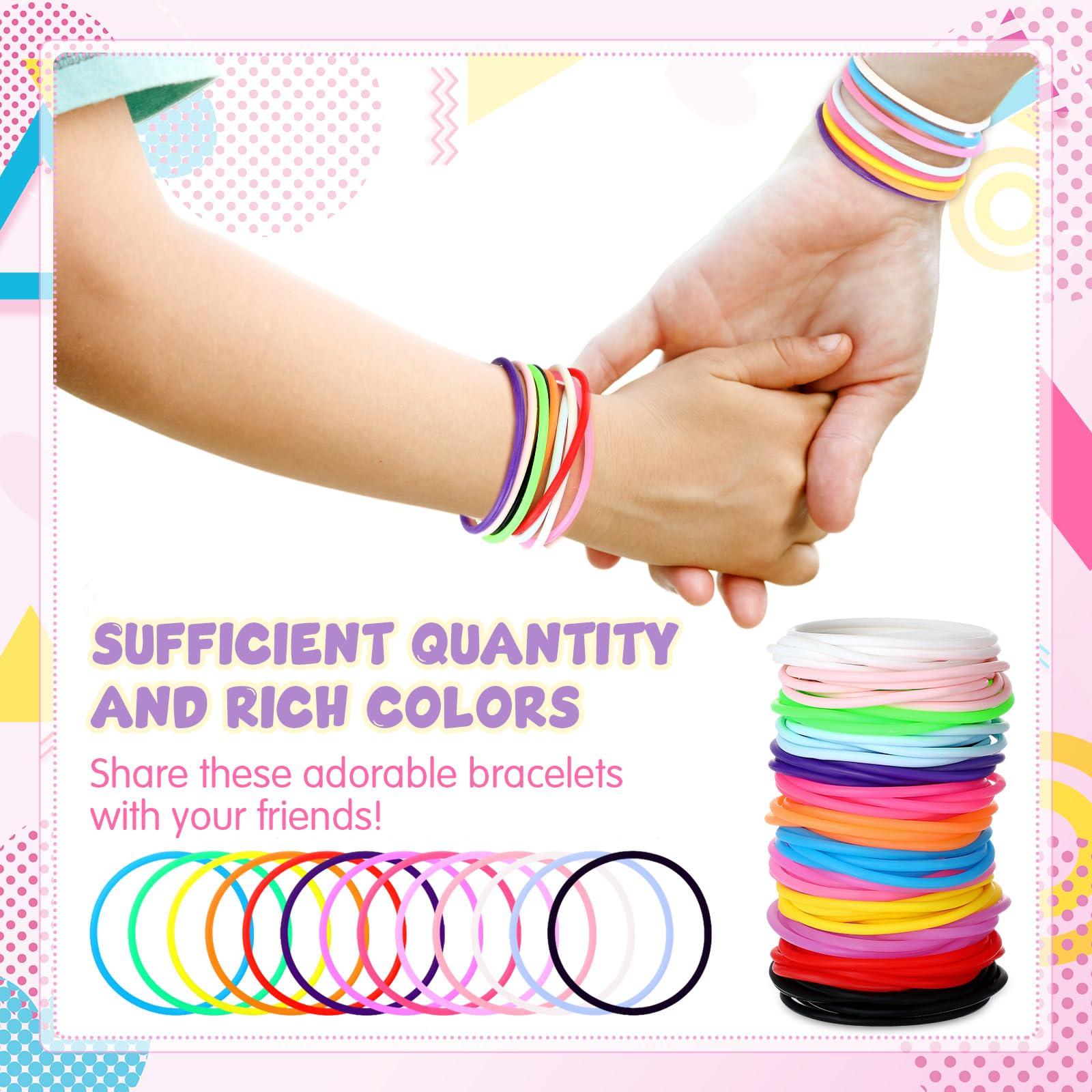 Nuenen Nuenen 1000 Pcs Silicone Jelly Bracelets 80\'s Gummy Rubber Bracelets Multicolor Non Luminous Wristbands Bulk Rainbow Neon Bracelet Silicone Hair Tie for Party Favors Halloween