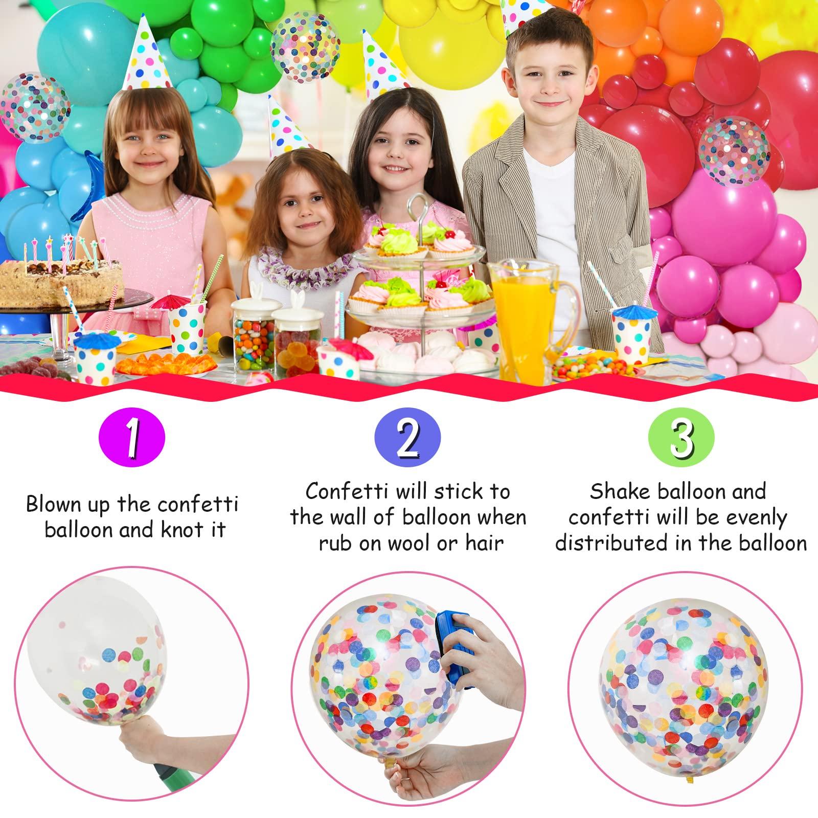 PERPAOL PERPAOL 146pcs Rainbow Balloons Garland Arch Kit, 12 Assorted Multicolor Balloons for Birthday Color Party Anniversary Festival Carnival Circus Decoration with Star Foil Confetti Balloons