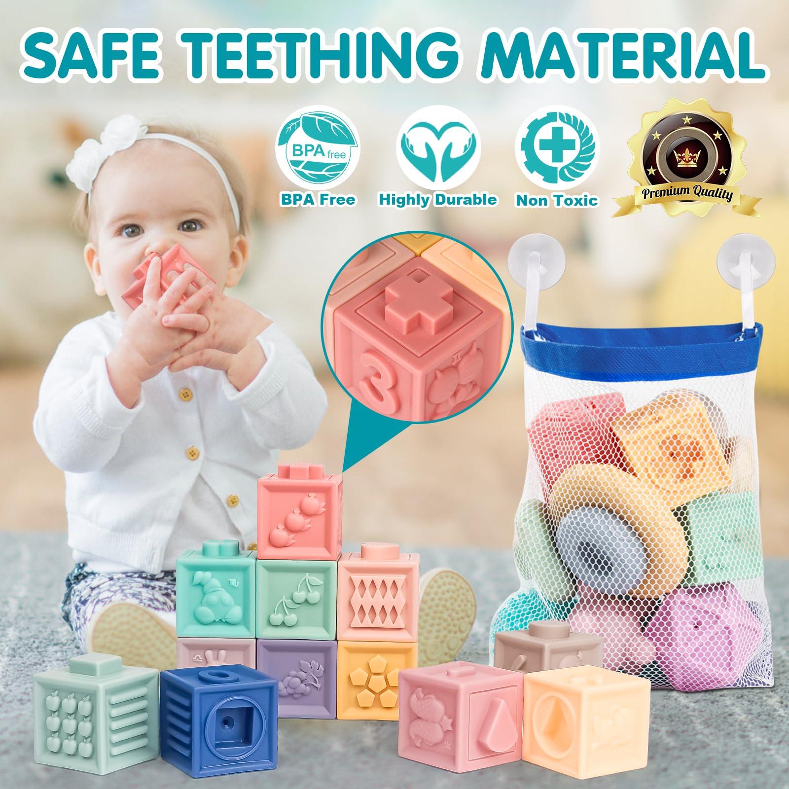 Baby Toys 6 to 12 Months Baby Blocks Soft Stacking Toys for Infant Montessori Toys for Babies 1 2 3 Years Old Building Blocks Toys for Babies 6 Months and Up Educational Learning Toys 23PCS