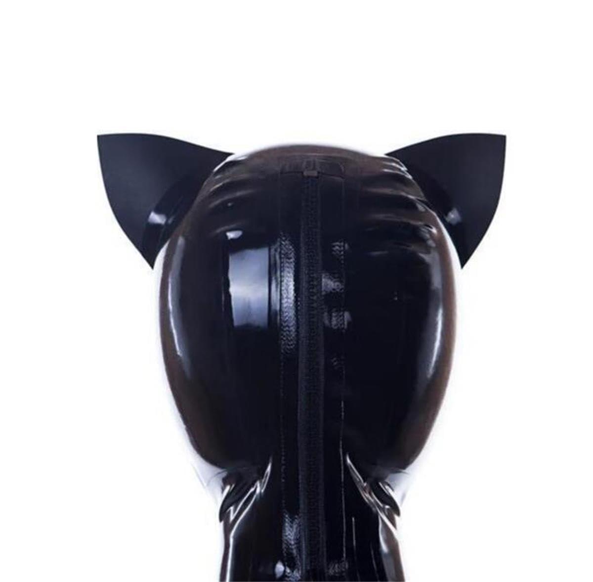 SMGZC SMGZC Latex Head Cover,With ears Latex Mask Latex Face Hood,Rubber HeadMask Back Zipper for Cosplay Clubwear (M)
