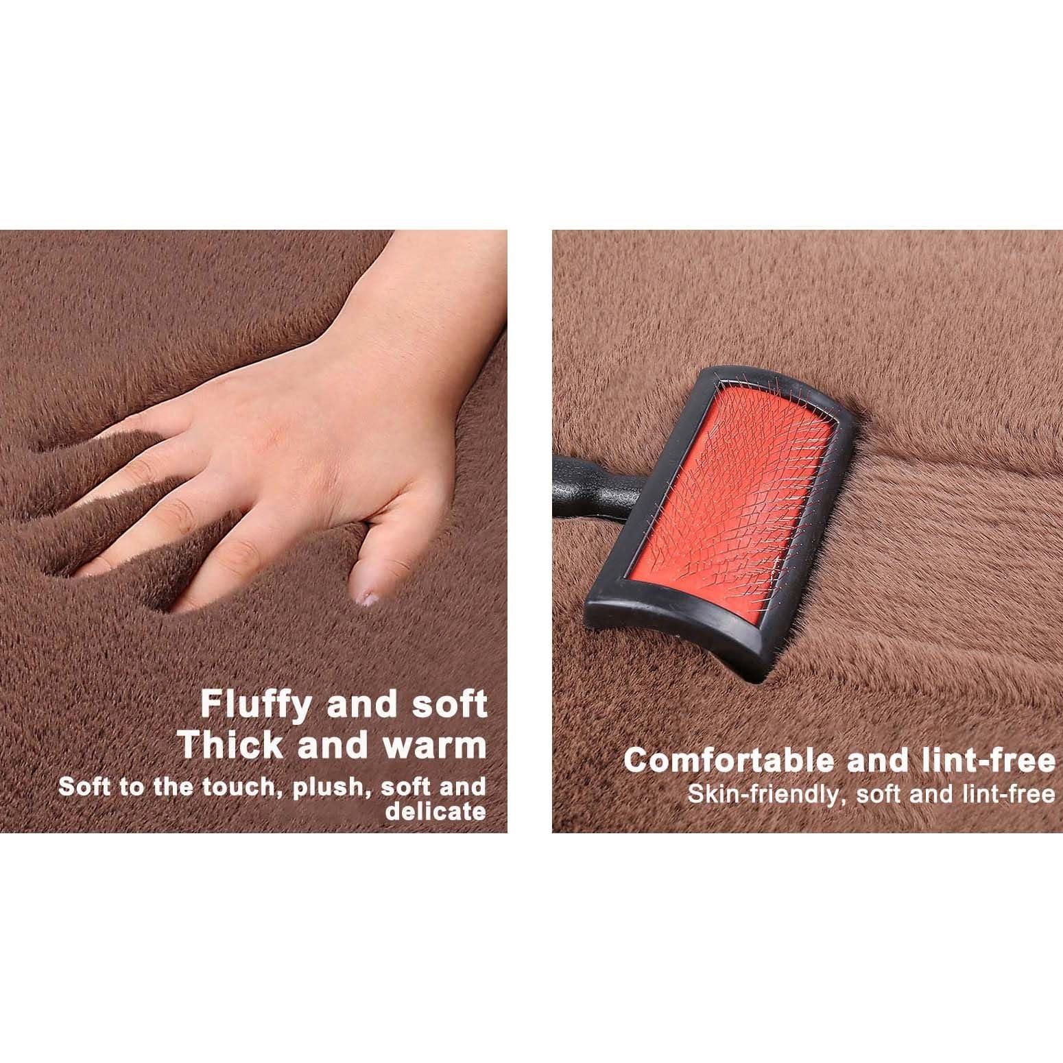 AISAIMOUT Carseatcover Faux Fur Protector Suitable 3 Piece Set Universal Front Rear Fluffy Car Seat Cover Winter Plush Automotive Carseatcover Faux Fur Protector Suitable for Cars, Vans, MPV's SUV' ( Color : Bu