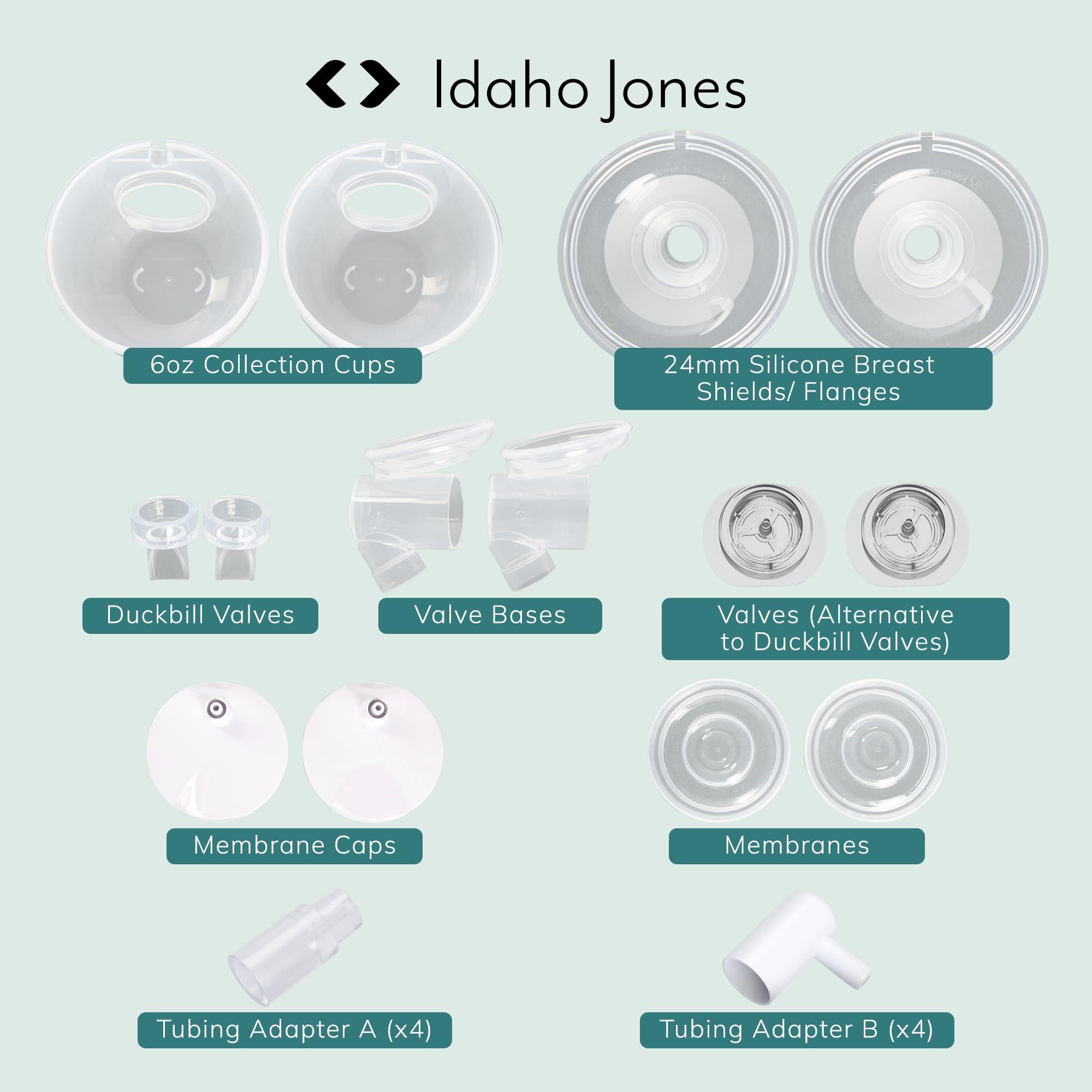 IDAHO JONES Idaho Jones Breast Milk Collection Cups & Replacement Parts Bundle - Ultimate Pumping Convenience for Nursing Moms