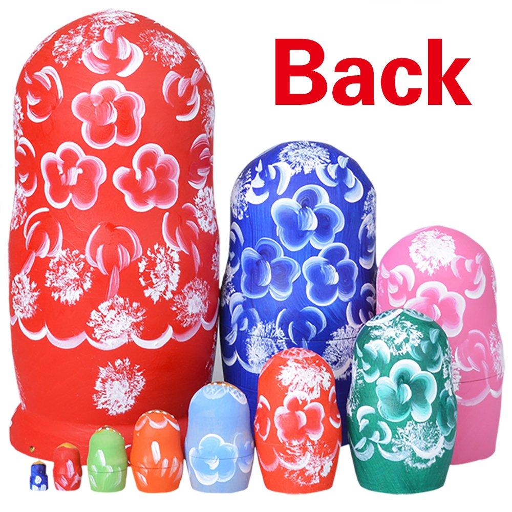 YAKELUS YAKELUS Russian Nesting Dolls for Kids Matryoshka Doll 10pcs Handmade