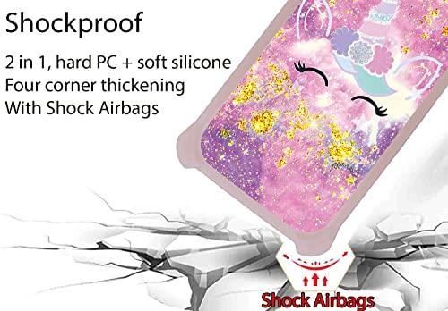 jioeuinly jioeuinly Galaxy A6 Case Compatible with Samsung Galaxy A6 Phone Case Cover [with Tempered Glass Screen Protector][Hard PC + TPU][Gold Glitter+Luminous] JSF-DJS