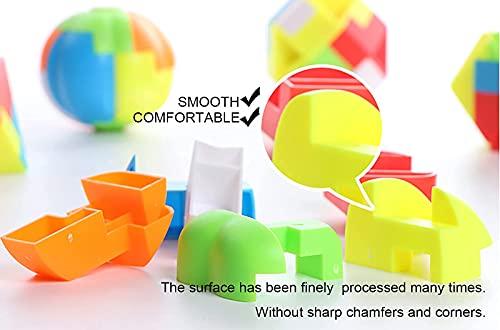 12-Piece 3D Brain Teaser Puzzle Set - Magic Ball & Interlocking IQ Test Games For Kids & Adults
